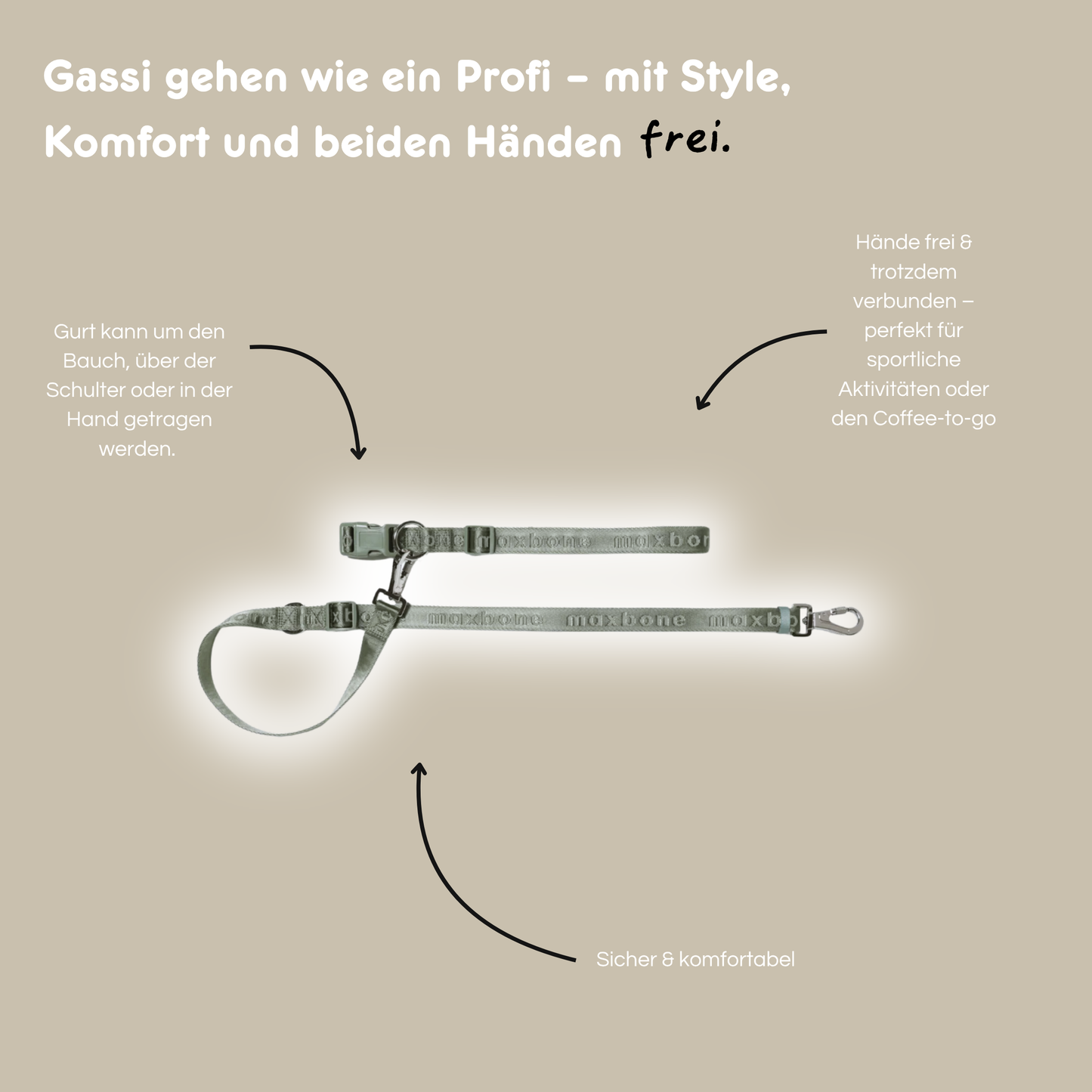 Leine Handsfree 'GO!' - Sage