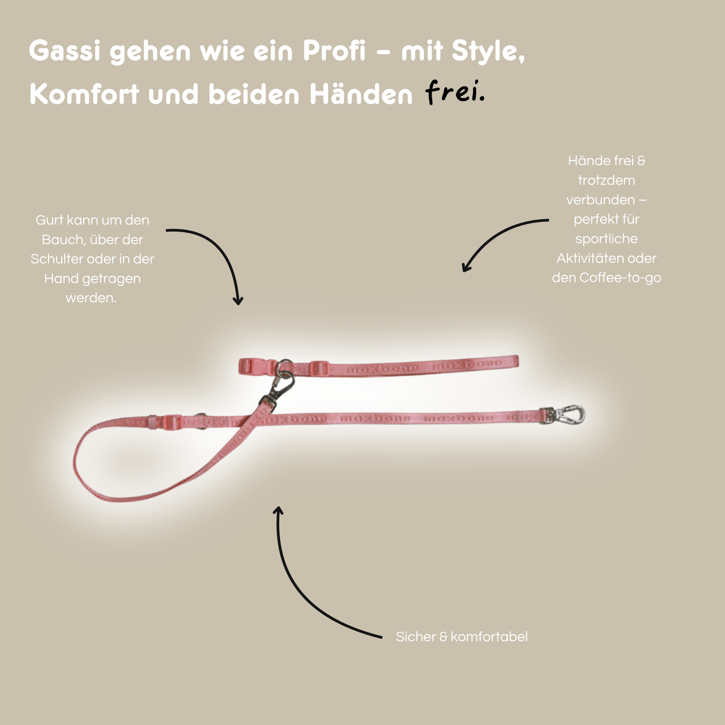 Leine Handsfree 'GO!' - Rosewood