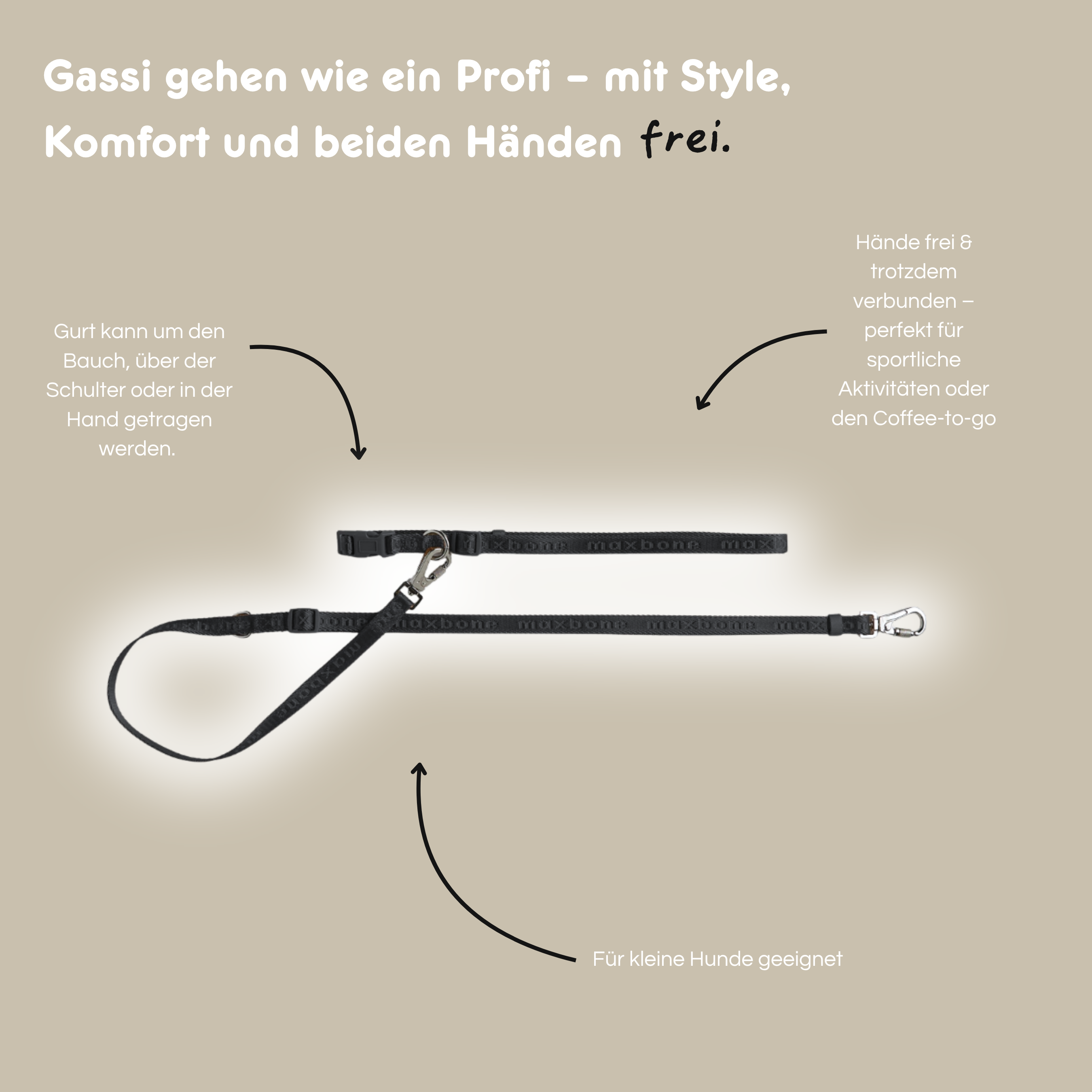 Leine Handsfree 'Mini GO!' - Schwarz