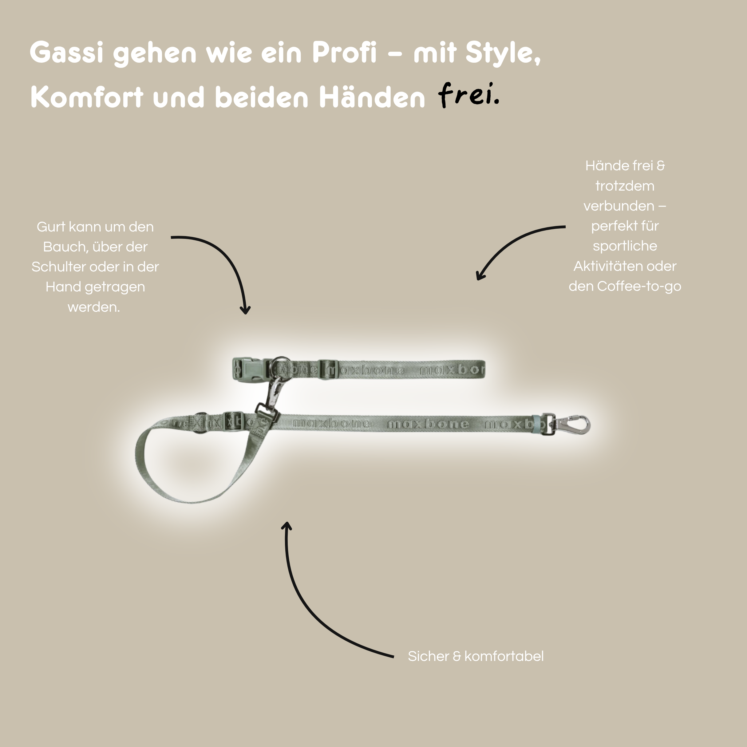Leine Handsfree 'GO!' - Sage