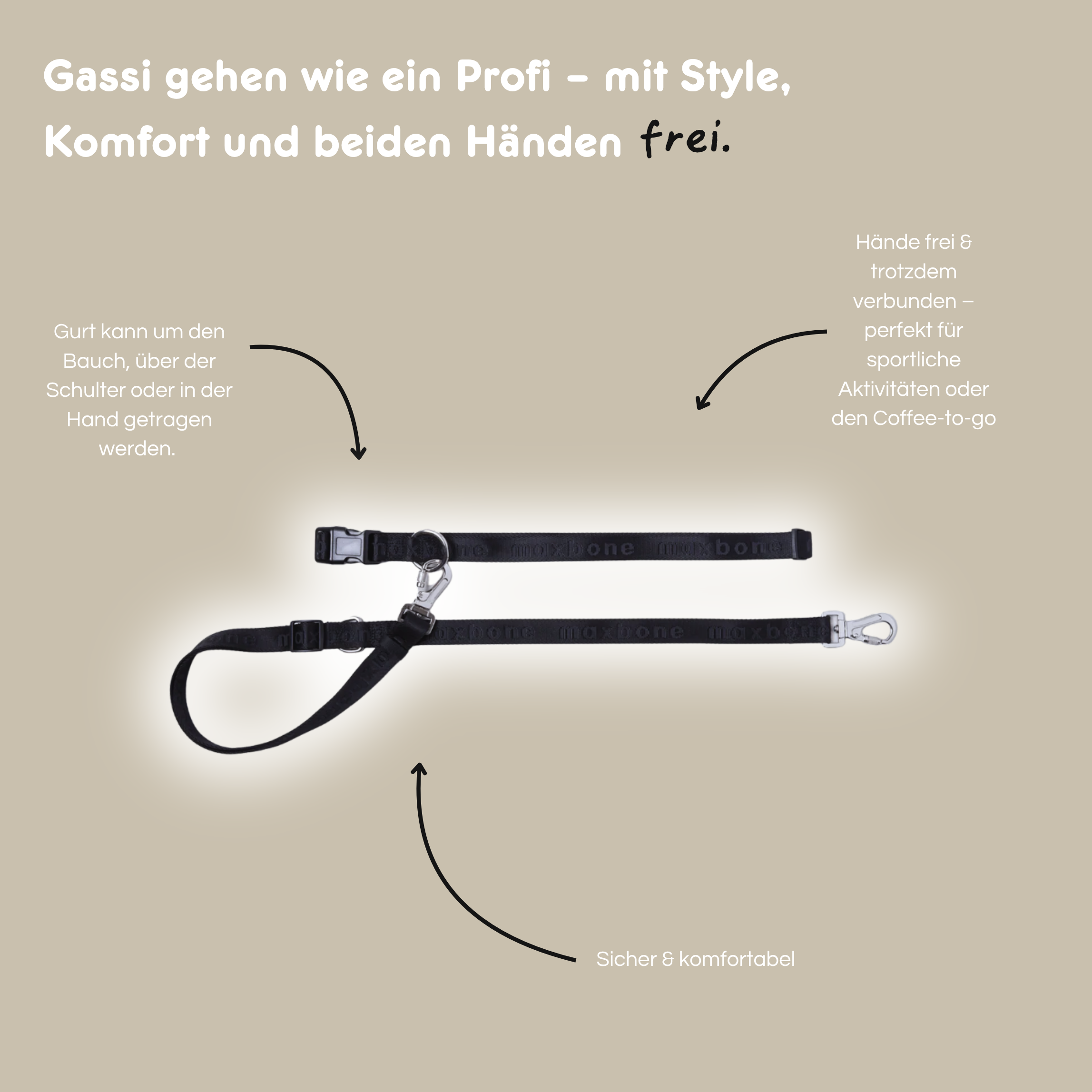 Leine Handsfree 'GO!' - Schwarz