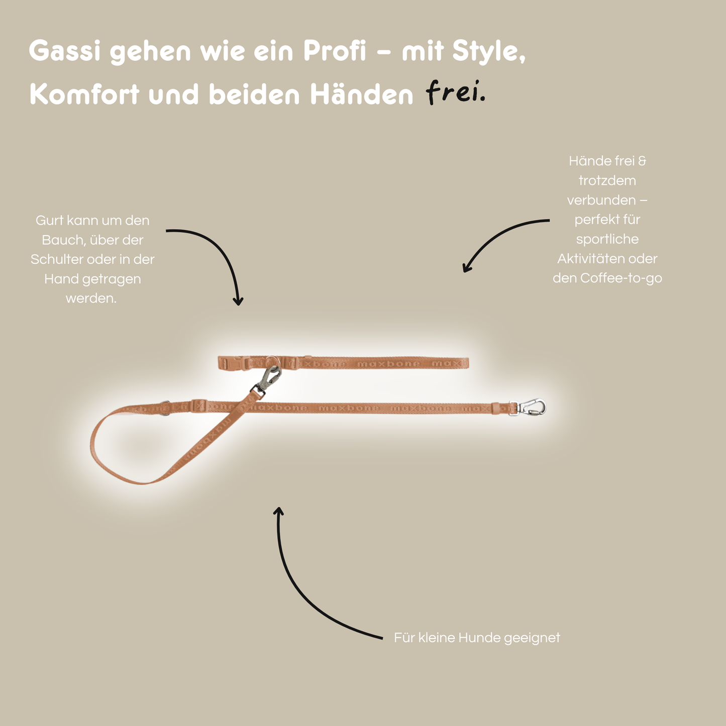 Leine Handsfree 'Mini GO!' - Camel