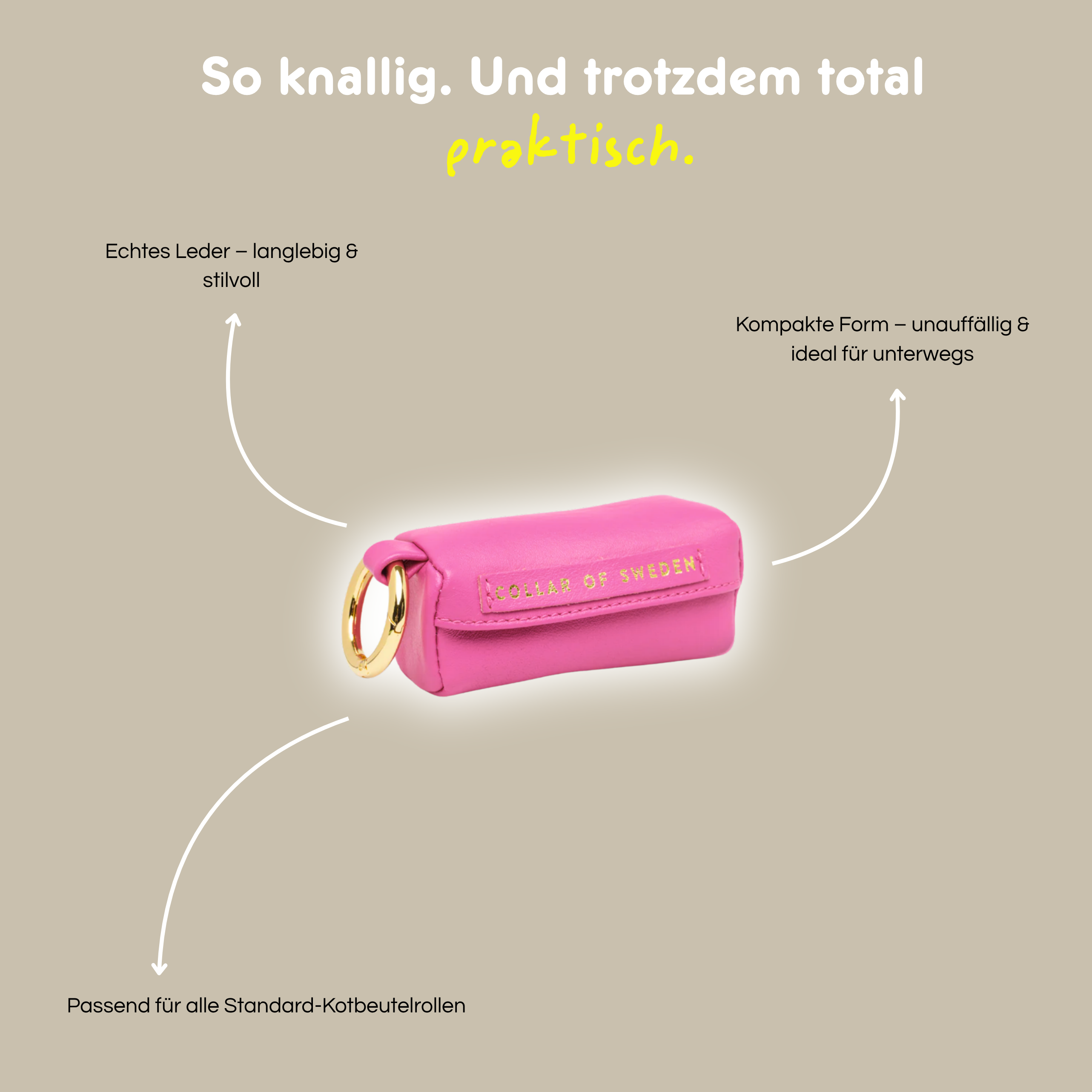 Leder-Kotbeutelspender 'Hot Pink'
