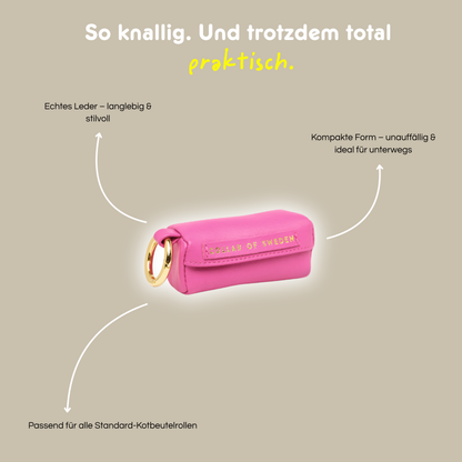 Leder-Kotbeutelspender 'Hot Pink'