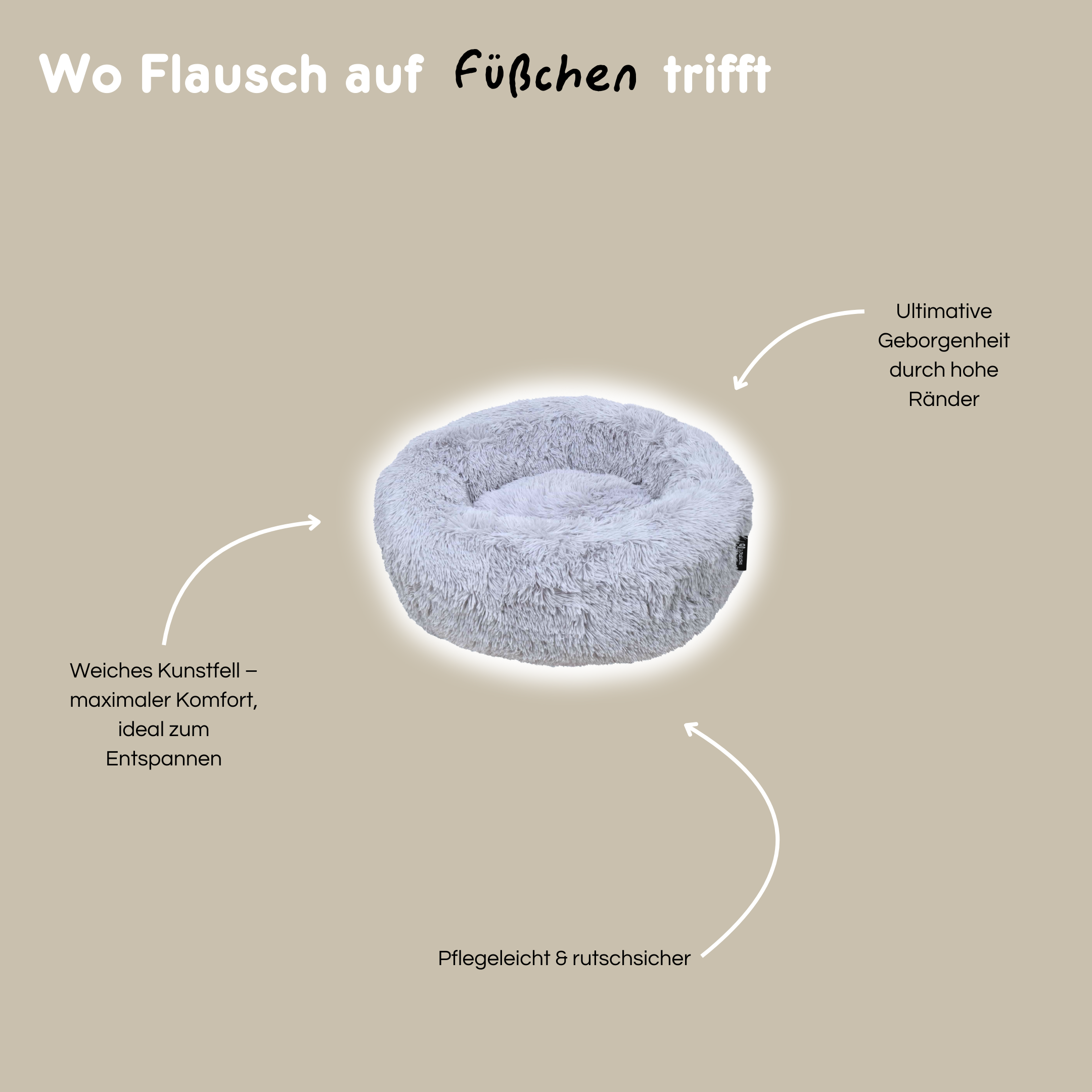 Hundebett 'Fuzz Hellgrau'