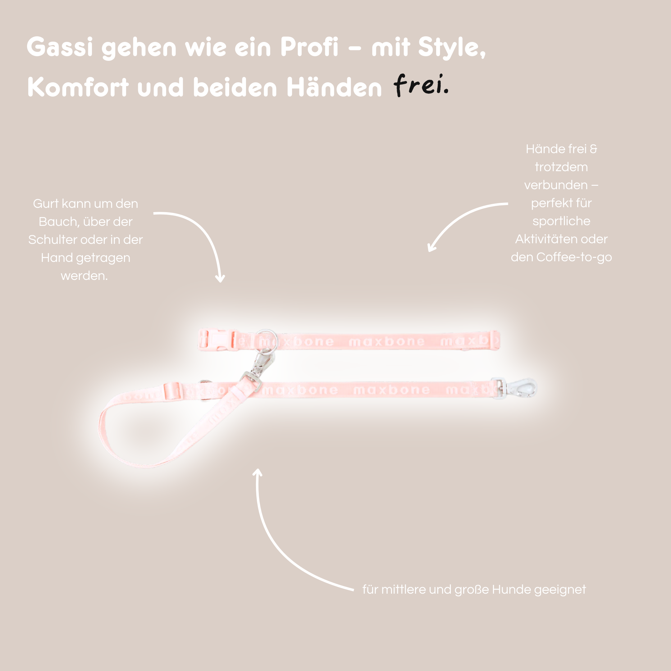 Leine Handsfree 'GO!' - Peach