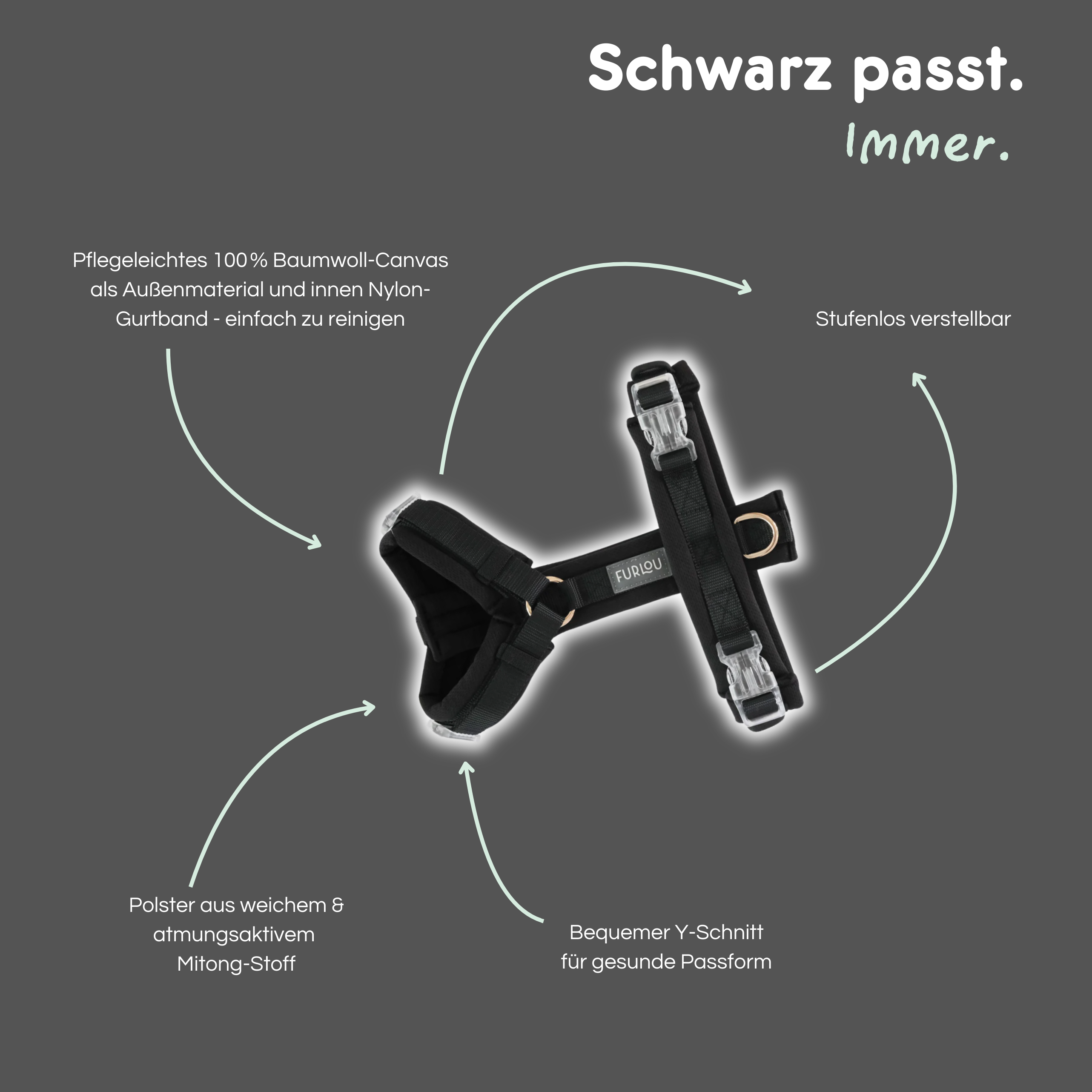 Komfort Geschirr 'Schwarz'