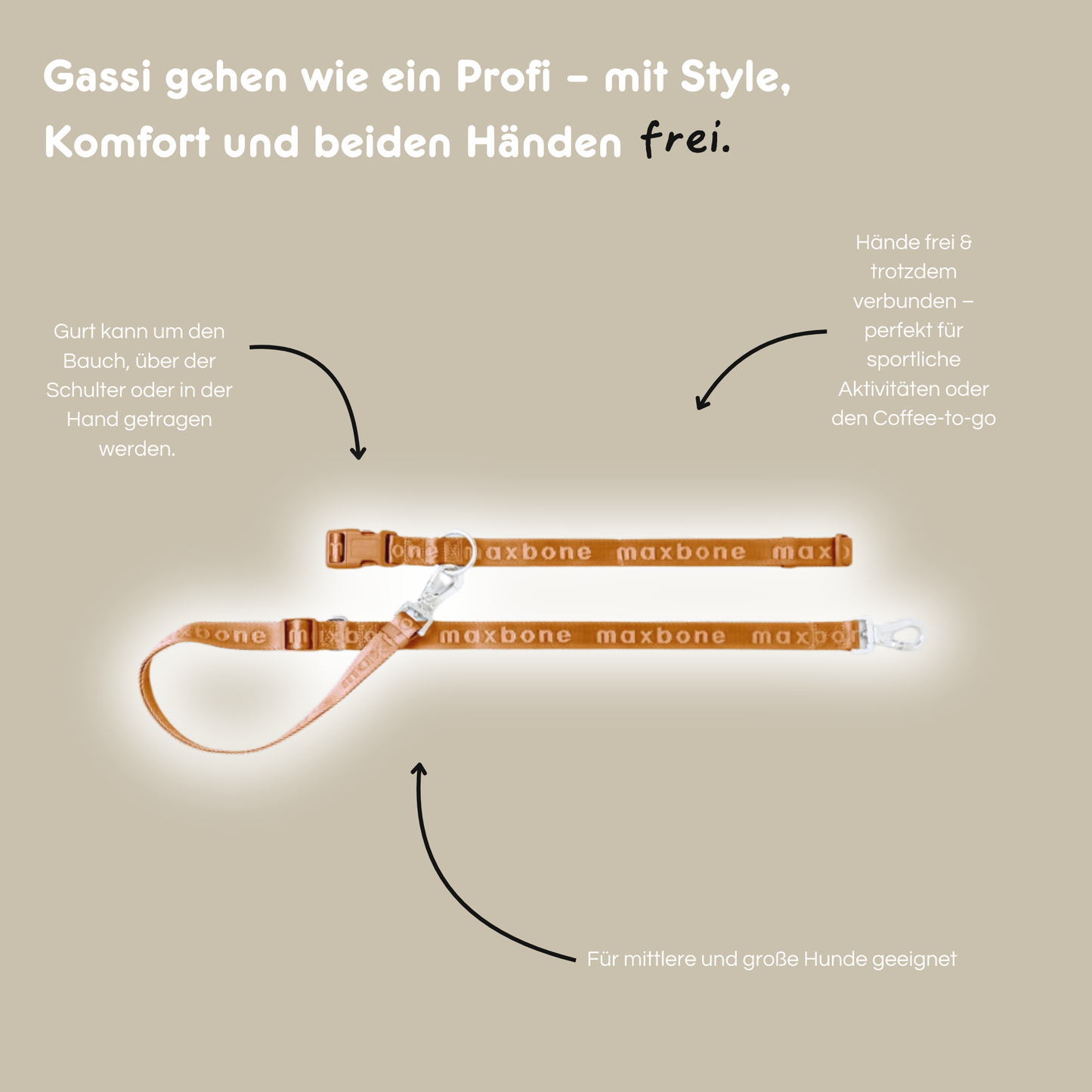 Leine Handsfree 'GO!' - Camel