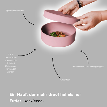 Silikon-Futternapf mit Deckel - Hellgrau